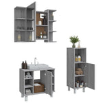 ZNTS 3 Piece Bathroom Cabinet Set Grey Sonoma Engineered Wood 3187610