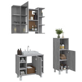 3 Piece Bathroom Cabinet Set Grey Sonoma Engineered Wood 3187610