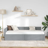 Corner Bed Frame Light Grey 90 cm x 190 cm Velvet 42016035
