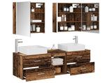 Bathroom Furniture Set 5 pcs Old Wood Engineered Wood and Glass 3406773