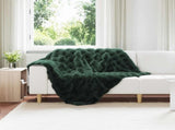 Anti-Slip Faux Rabbit Fur Blanket Olite Dark Green 130 x 150 cm 42021817