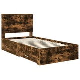 Bed Frame with Drawer Smoked Oak 100 x 200 cm Engineered Wood 3411345