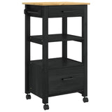 Kitchen Trolley MONZA Black 48 x 40 x 88.5 cm Solid Pine Wood 42027033