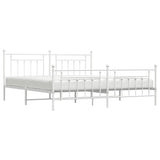 Bed Frame White Powder-Coated Steel Double Industrial Bed Frame 353611