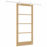 Sliding Door Natural 93 x 202 cm Solid Pine Wood and Glass 3332259