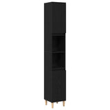 Bathroom Cabinet Black Oak 30 x 30 x 190 cm Engineered Wood 862805