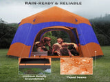 Six Man Hexagon Camping Tent with Hang Hook and Carry Bag - Orange and Blue T3398P348685