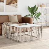 ZNTS Coffee Table Silver 100x100x50 cm Stainless Steel and Glass 350067