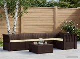 5-Seater Garden Sofa with Cushions Rattan Look PP Brown 3444038