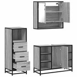 3 Piece Bathroom Furniture Set Grey Sonoma Engineered Wood 3301063