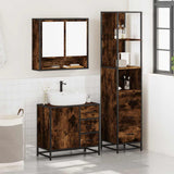 3 Piece Bathroom Furniture Set Smoked Oak Engineered Wood 3301167