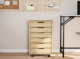 Rolling Cabinet with Drawers MOSS Clear Varnish Solid Pine wood 42032400
