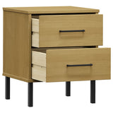 Bedside Cabinet with Metal Legs Brown Solid Wood Pine OSLO 350973