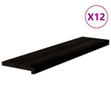 Stair Treads 12 pcs Brown Black 100x30x2 cm Solid Wood Oak 3283046
