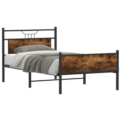 Bed Frame without Mattress Smoked Oak 107x203 cm Engineered Wood 4106922
