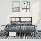Metal Bed Frame without Mattress with Footboard Black 135x190cm 372196