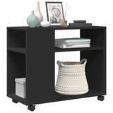 Side Table with Wheels Black 70x35x60 cm Engineered Wood 853147