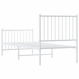 Metal Bed Frame without Mattress with Footboard White 75x190cm 350939