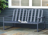 Steel Patio Garden Bench Loveseats for Outdoors Park Yard Slatted Design Grey T3398P322176