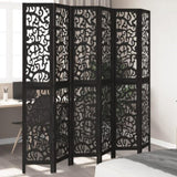 Room Divider 6 Panels Black Solid Wood Paulownia 358764