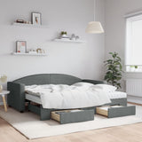 Daybed with Trundle and Drawers Dark Grey 90x190 cm Fabric 3197264