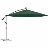Cantilever Garden Parasol with LED Lights and Metal Pole 350 cm Green 44524