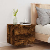 Wall-mounted Bedside Cabinet with LED Lights Smoked Oak 836820