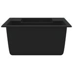 ZNTS Kitchen Sink with Overflow Hole Double Basins Black Granite 147085