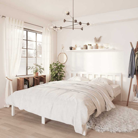 810093 Bed Frame without Mattress White Solid Wood 160x200 cm