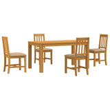 Dining Set 5 pcs Beige Solid Oak Wood 3430348