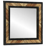 Wall Mirror Black and Brown 50 x 2 x 50 cm Solid Acacia Wood 374116