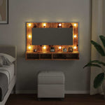 ZNTS Mirror Cabinet with LED Old Wood 90x31.5x62 cm 857005