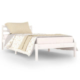 Bed Frame without Mattress Solid Wood Pine 90x200cm White 810416