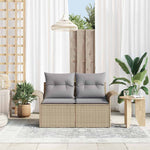 Garden Sofa with Cushion Beige 141 x 62 x 69cm Poly Rattan 42006705