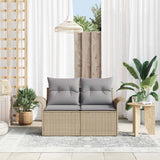 Garden Sofa with Cushion Beige 141 x 62 x 69cm Poly Rattan 42006705