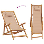 ZNTS Folding Beach Chairs 2 pcs Taupe Fabric and Solid Wood 3214488