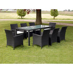 9 Piece Outdoor Dining Set with Cushions Poly Rattan Black 43126
