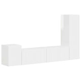 TV Cabinet Set 4 pcs High Gloss White Engineered Wood 3409001