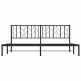 Metal Bed Frame without Mattress with Headboard Black 193x203cm 374443
