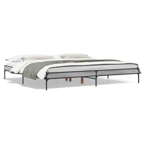ZNTS Bed Frame Grey Sonoma 200x200 cm Engineered Wood and Metal 844999