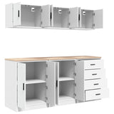 Garage Cabinets 6 pcs White Engineered Wood 3328341