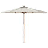 Garden Parasol with Wooden Pole Sand 299x240 cm 363167