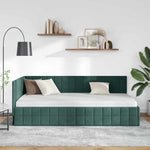 Corner Bed Frame with Headboard Dark green 90 x 190 cm Velvet 42016380