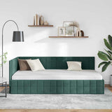 Corner Bed Frame Dark Green 100 cm x 200 cm Velvet 42016400