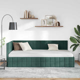 Corner Bed Frame with Headboard Dark green 100 x 200 cm Velvet 42016400