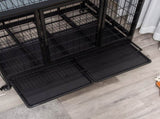 43" Heavy Duty Metal Dog Crate Pet Cage with Tray Wheeled Dog Kennel - Black T3398P376418