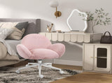 Makeup Vanity Chair, Cute Fluffy Desk Chair with Rolling Wheels for Bedroom Living Room, Pink T3398P328143