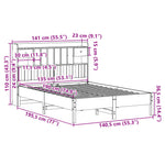 Bookcase Bed without Mattress White 135x190 cm Double Solid Wood Pine 3322925