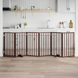 Dog Gate with Door Foldable 6 Panels Brown 300 cm Poplar Wood 352199