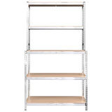 ZNTS 5-Layer Work Table with Shelves Silver Steel&Engineered Wood 152875